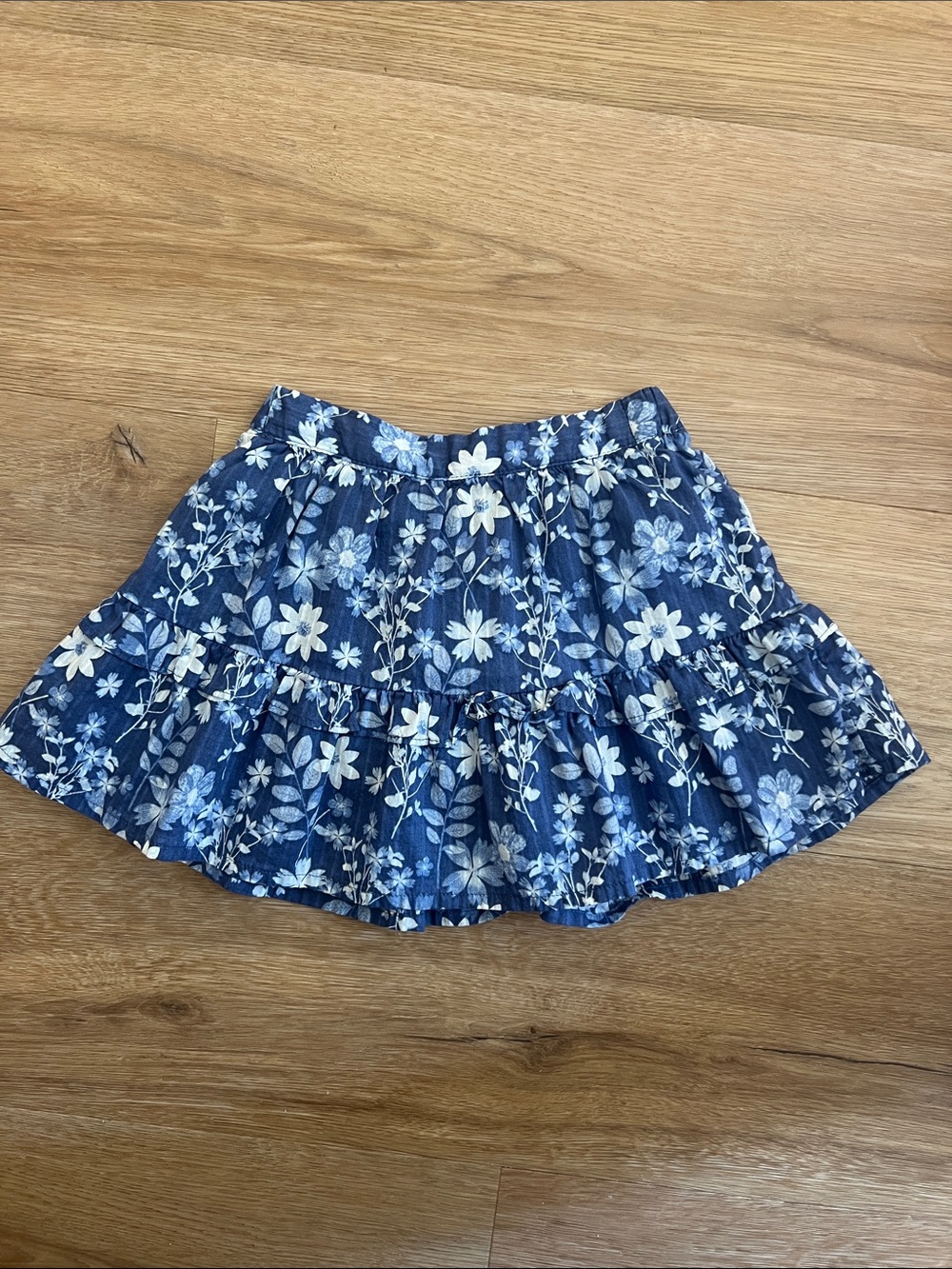 GAP Blue Floral Ruffled Skater Skirt